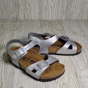 Birkenstock Rio Sparkling Light Silver Sandals Kids Size 9